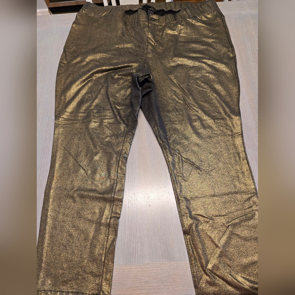 Shiny Gold Metallic Lane Bryant Pants Size 28 5x